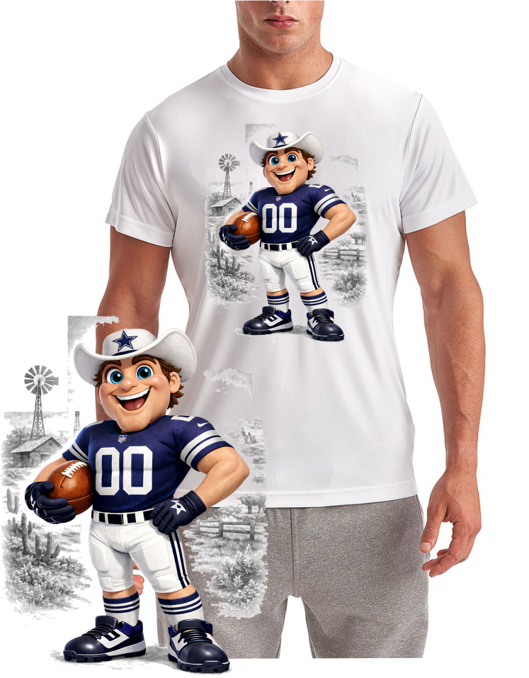 Dallas Texas Cowboys Mascot Football Short Sleeve T-Shirt