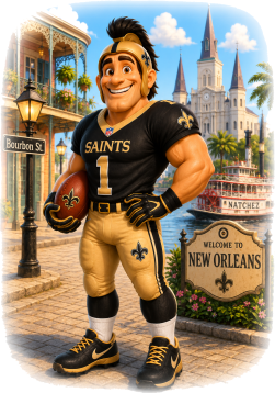 Full Color New Orlean Saints Football Mascot Short Sleeve T-Shirt