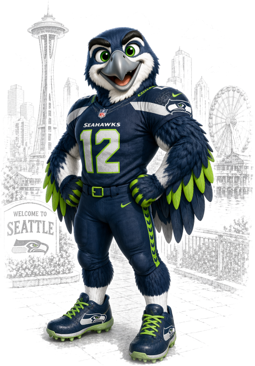 Downtown Seattle Seahawk Football Short Sleeve T-Shirt