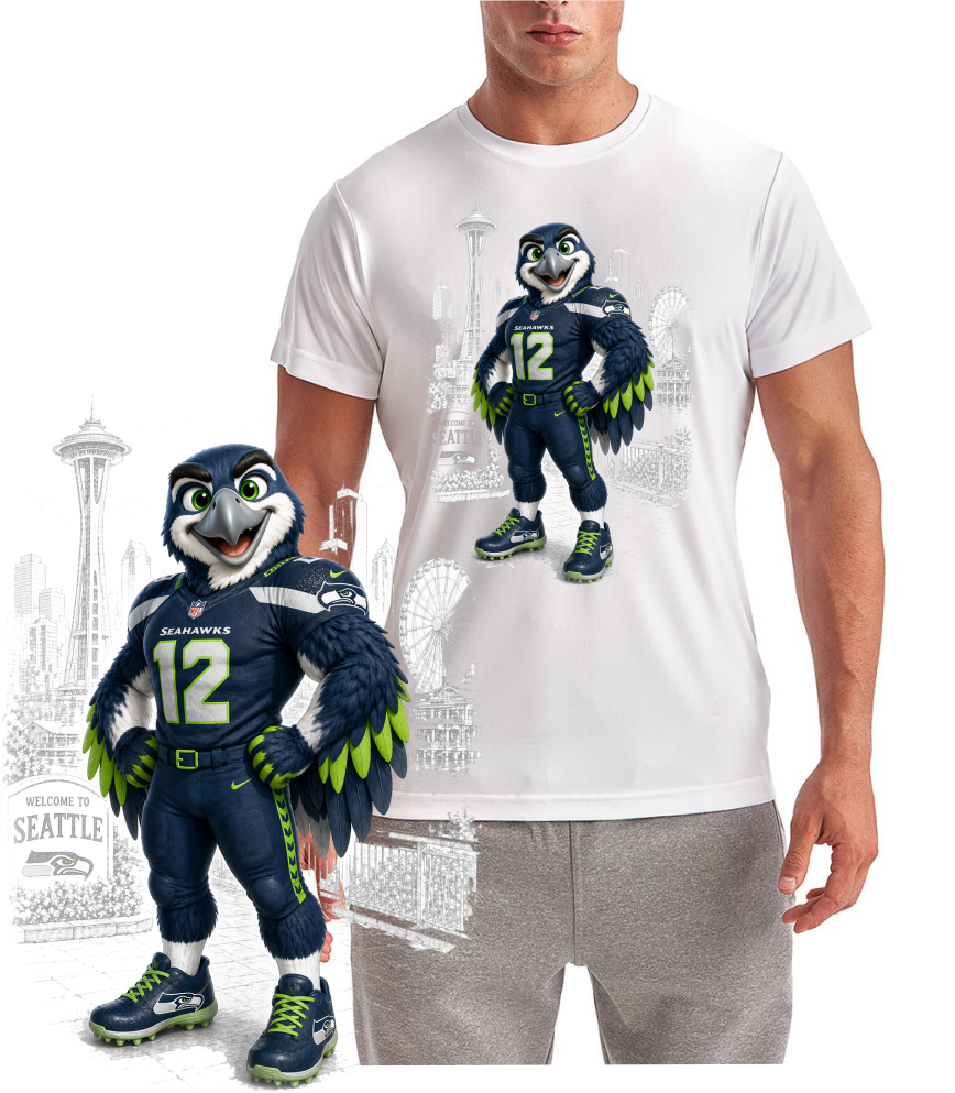 Downtown Seattle Seahawk Football Short Sleeve T-Shirt