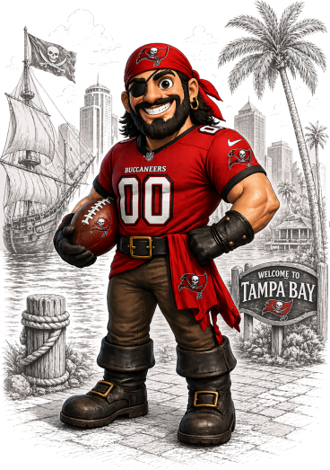 Buccaneer Downtown Tampa Bay Football Short Sleeve T-Shirt