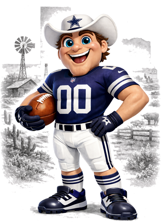 Dallas Texas Cowboys Mascot Football Short Sleeve T-Shirt