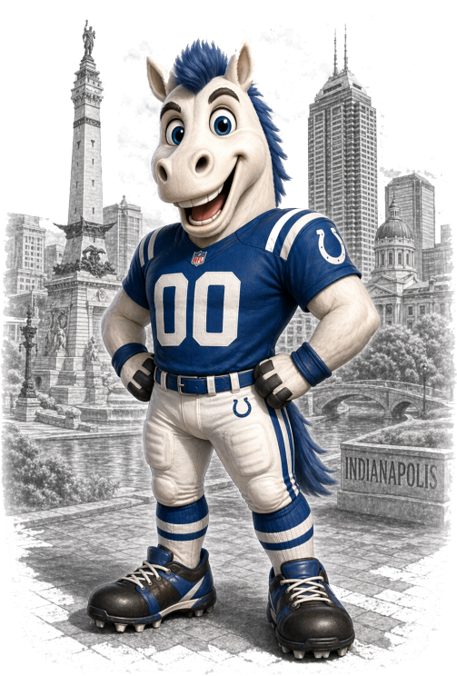 Colt Indianapolis Football B&W Background Short Sleeve T-Shirt