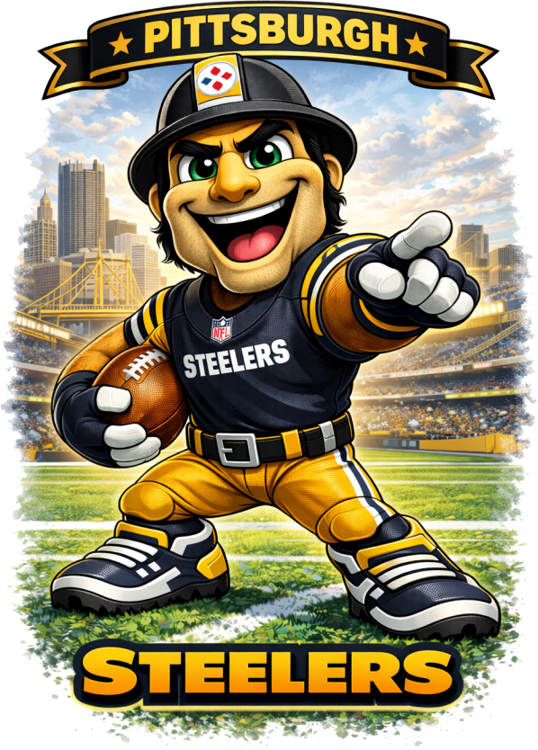 Pittsburgh Football Cartoon City Short Sleeve T-Shirt
