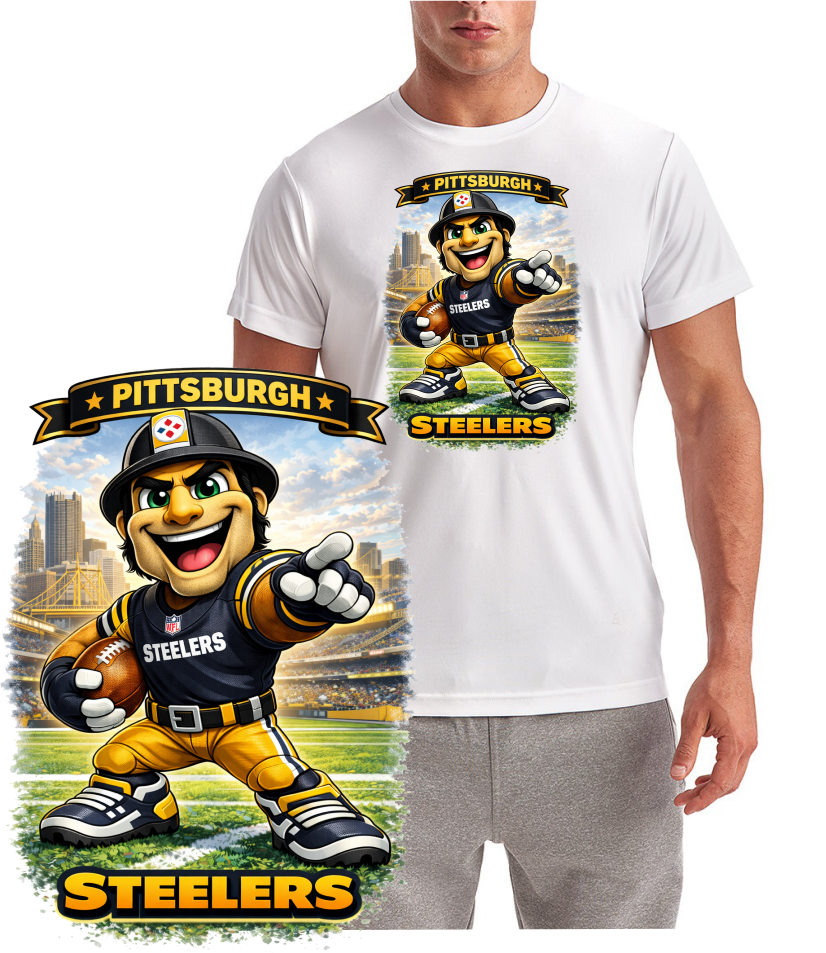 Pittsburgh Football Cartoon City Short Sleeve T-Shirt