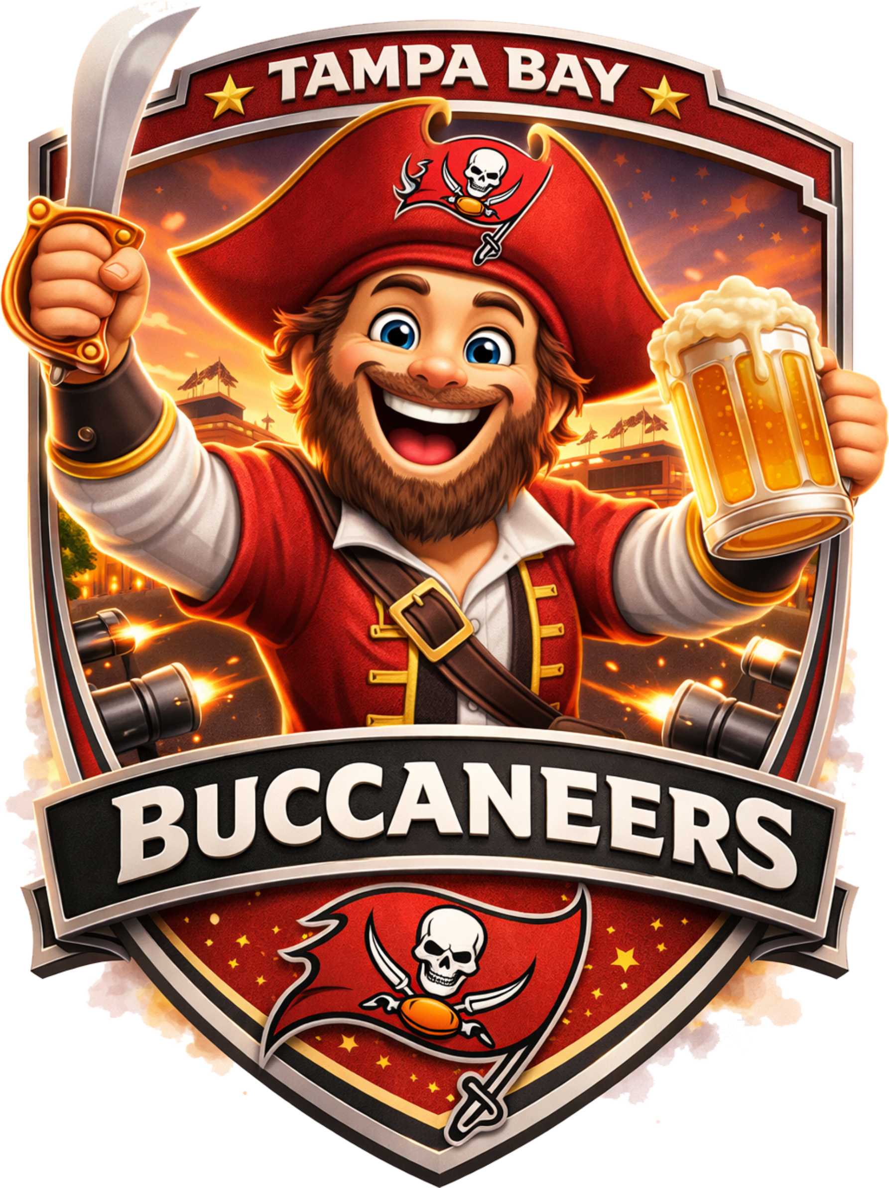 Buccaneers Beer Shield Tampa Bay Football Short Sleeve T-Shirt