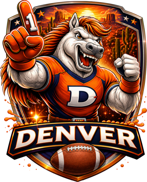 Denver Number One Bronco Shield Short Sleeve T-Shirt