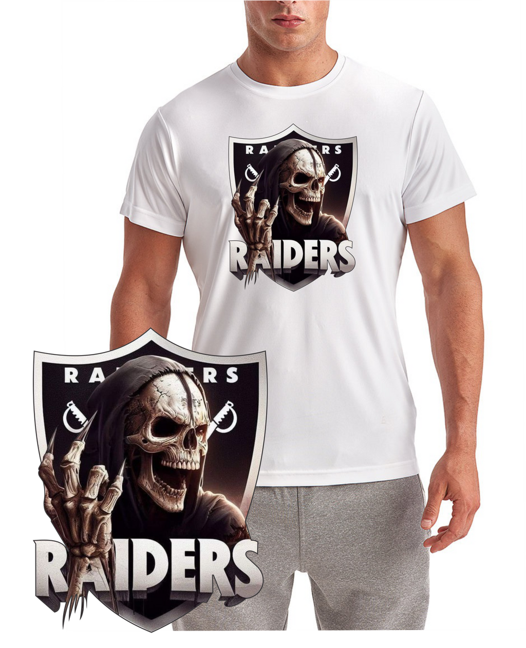 Los Vegas Raider Skully Football Shield Short Sleeve T-Shirt