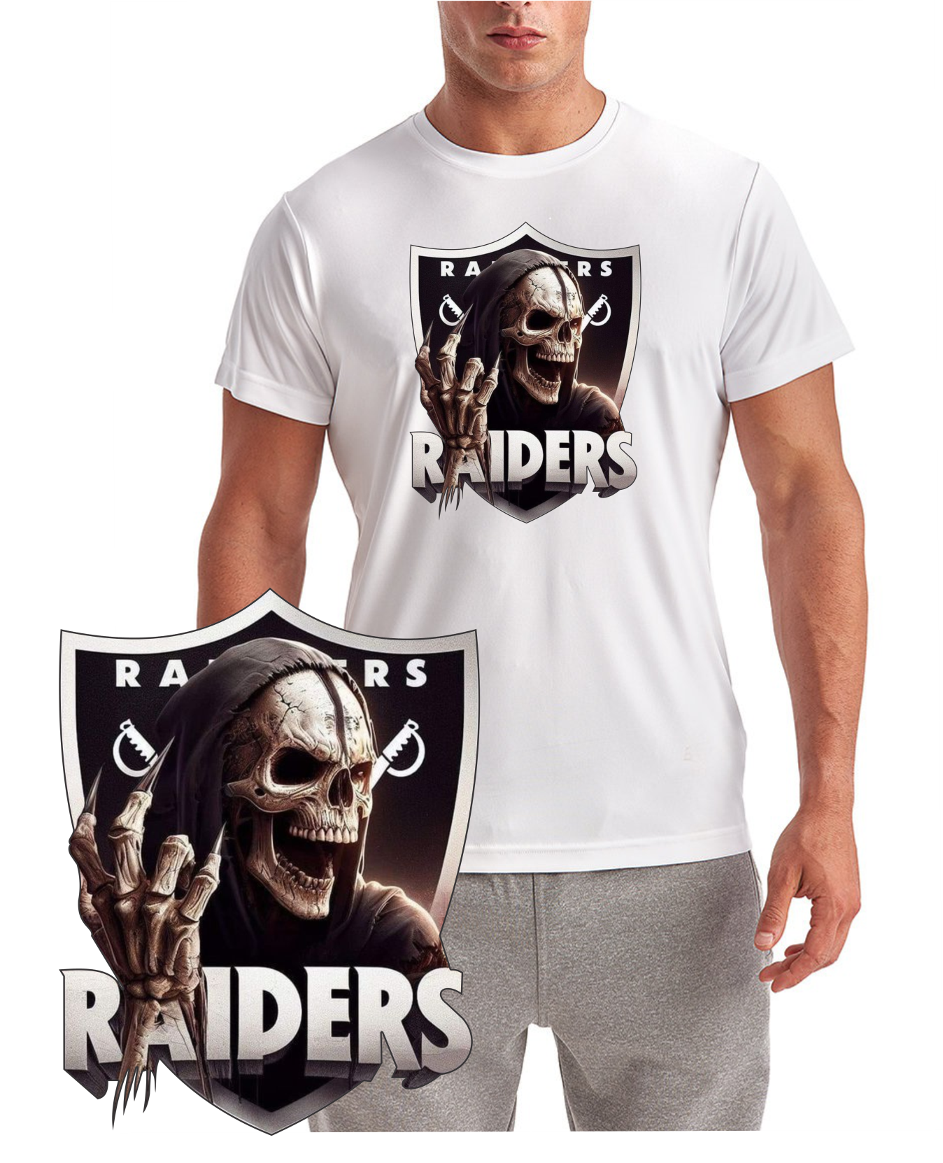 Los Vegas Raider Skully Football Shield Short Sleeve T-Shirt